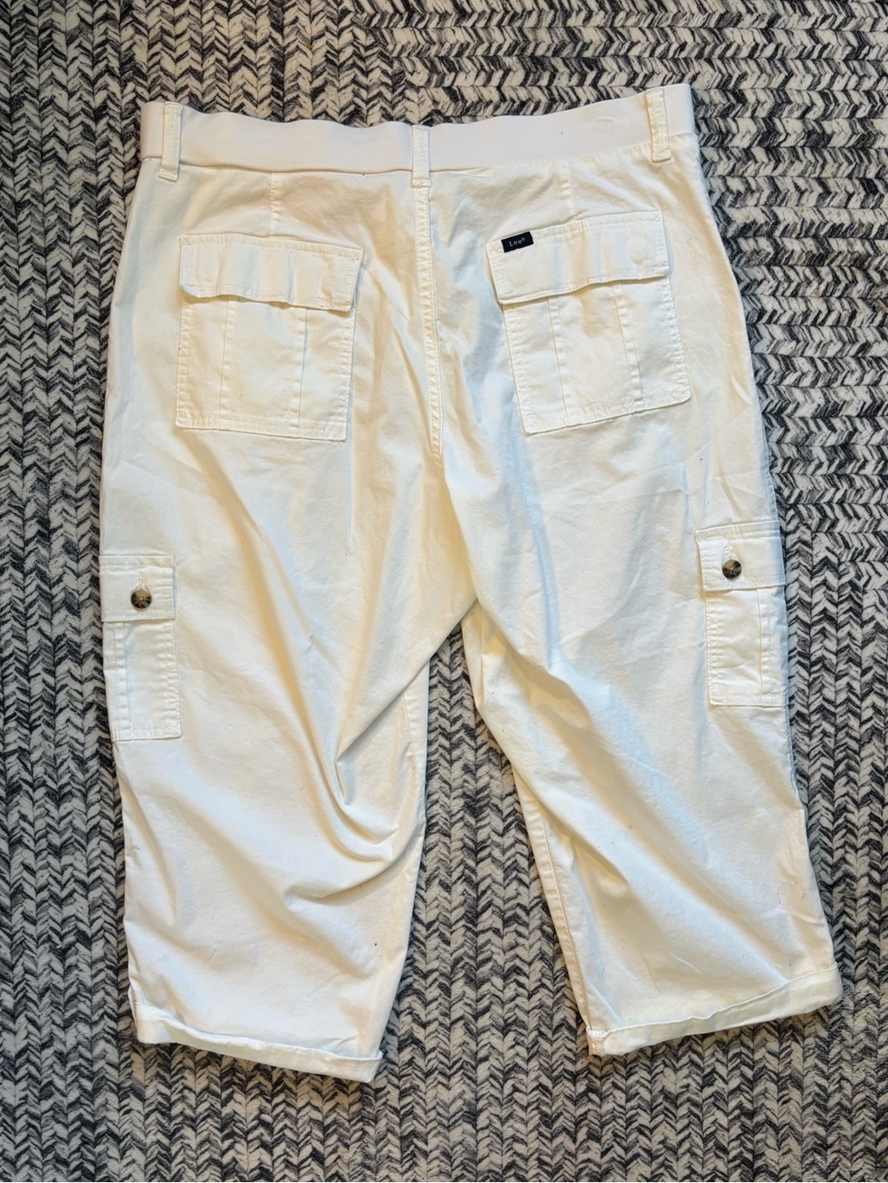 Lee Cotton Lightweight Stretchy White Cuffed Cargo Ankle Pants Capris Women’s XL - Picture 4 of 9